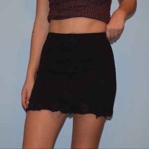 Cute Distressed Black Jean Skirt